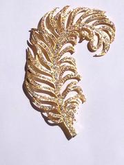Patrick Kelly Paris 80s Gold Tone Rhinestone Feather Pin Brooch