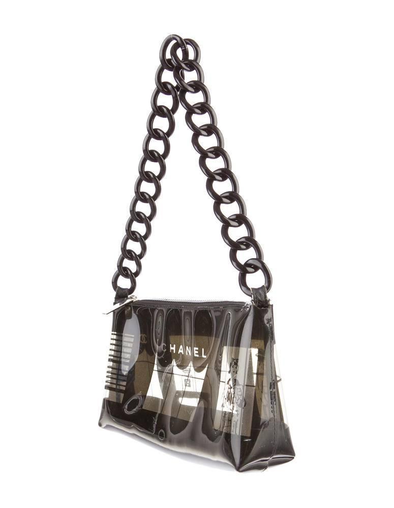 Chanel Early 2000s 'Maison' Window Print Clear Vinyl Handbag with