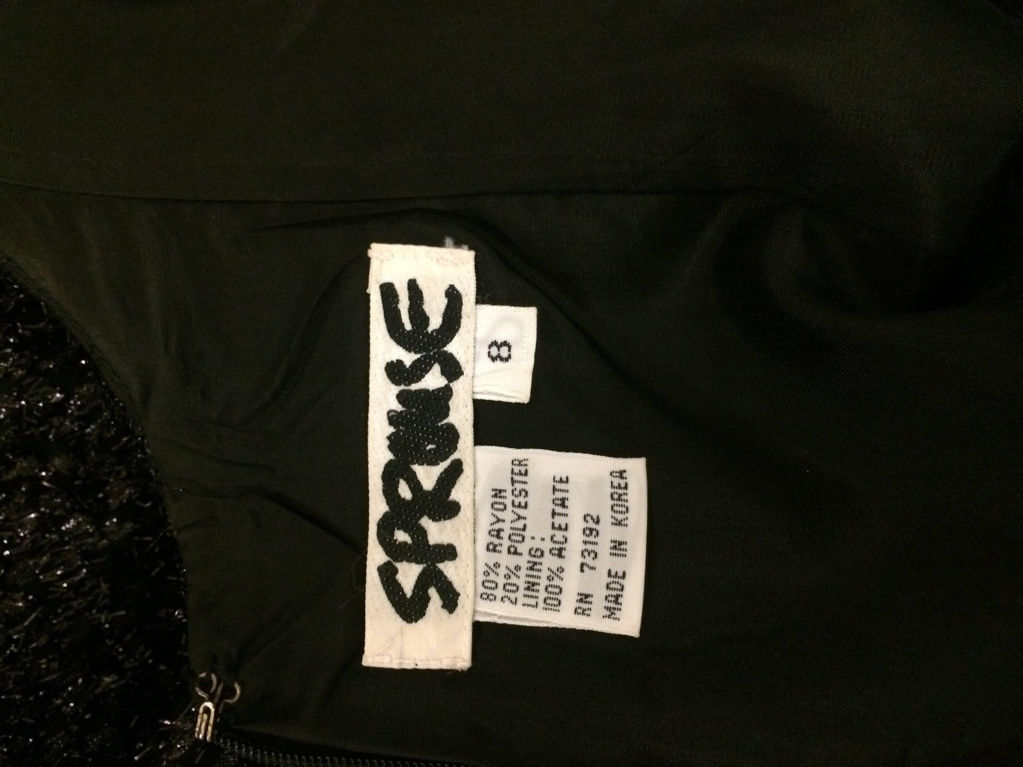 Stephen Sprouse 80s Sleeveless Black Backless Metallic Fringe Skater ...