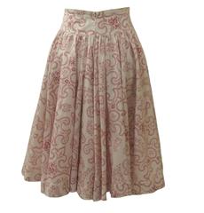 Azzedine Alaia White & Red Paisley Cotton Circle Skirt