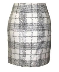 Moschino Cheap & Chic 90s Newsprint Type Plaid Mini Skirt Black & White