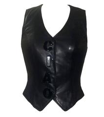 Moschino 80s Black Leather 'Ciao, See You Leather' Vest