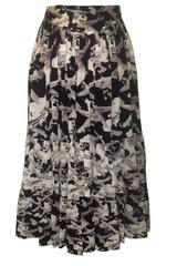 Chanel Spring 2006 Coco Airplane Print Silk Peasant Skirt