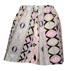 Emilio Pucci Black & Pastel Pucci Print Cotton Skirt or Swim Cover Up