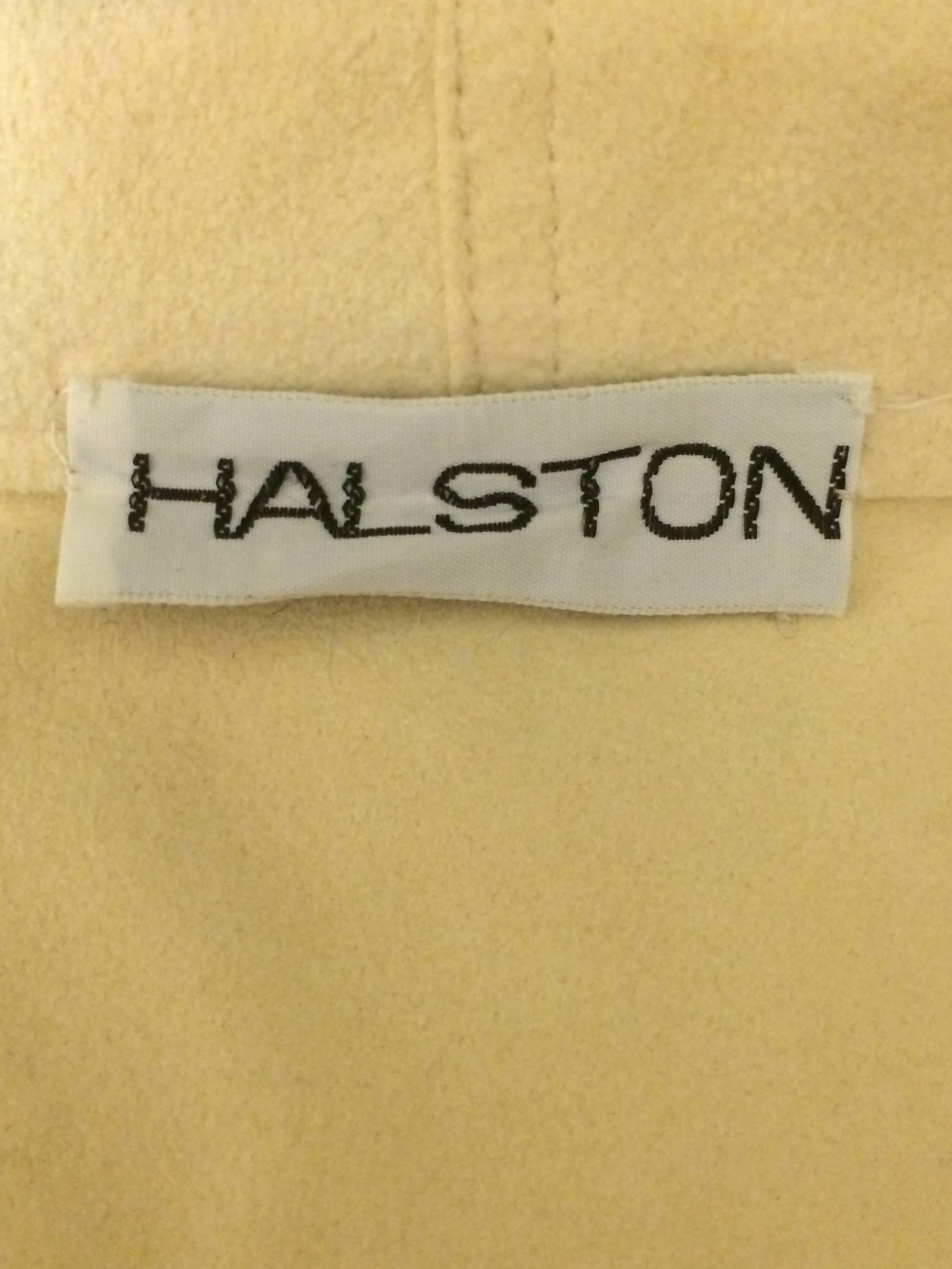 Brown Halston 70s Cream Ultrasuede Short Sleeve Wrap Dress 