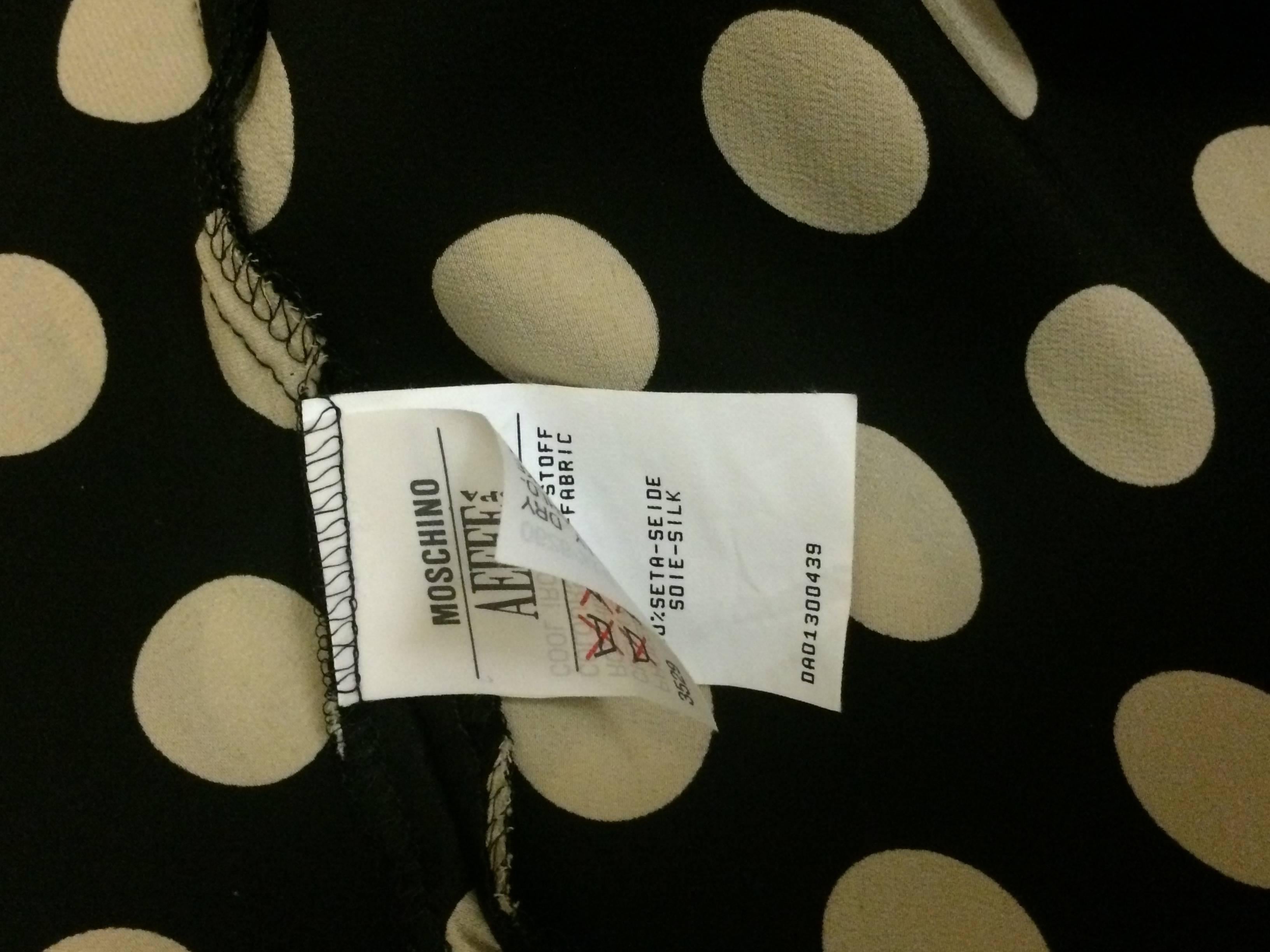Moschino Couture! 80s Black and White Silk Polka Dot Wrap Maxi Skirt In Good Condition In San Francisco, CA