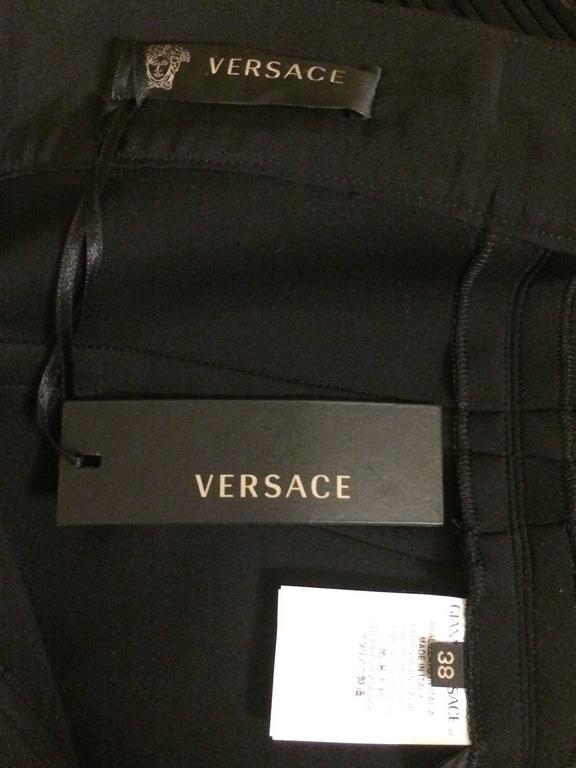 Versace New with Tags Black Pencil Skirt with Pleated Overlay and Gold ...