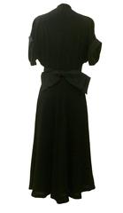 Nettie Rosenstein 1940's Black Crepe Evening Dress with Bow Back