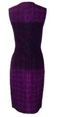 Oscar de la Renta Purple Ombre Houndstooth Check Silk Cocktail Dress