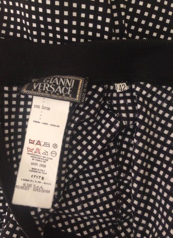 Gianni Versace Black and White Check T Shirt Cut Top, 1990s at 1stDibs