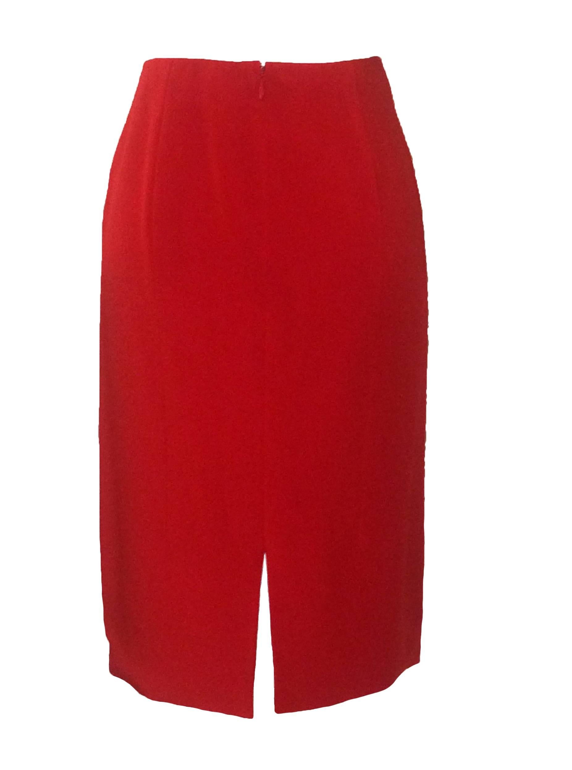 Women's Valentino Ruffle Skirt Suit in Lipstick Red 