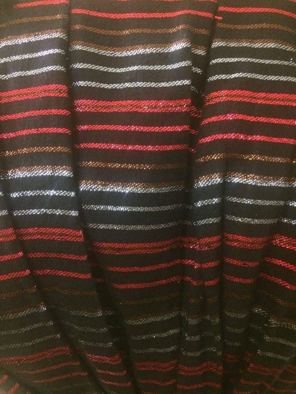 Marc Jacobs Red and Gold Metallic Stripe Black Linen Party Dress Holiday In Good Condition In San Francisco, CA