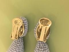 Oscar de la Renta Periwinkle Beaded Tassel Earrings