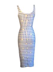 Gianni Versace Couture 1990s Blue and Yellow Flower Body Con Dress