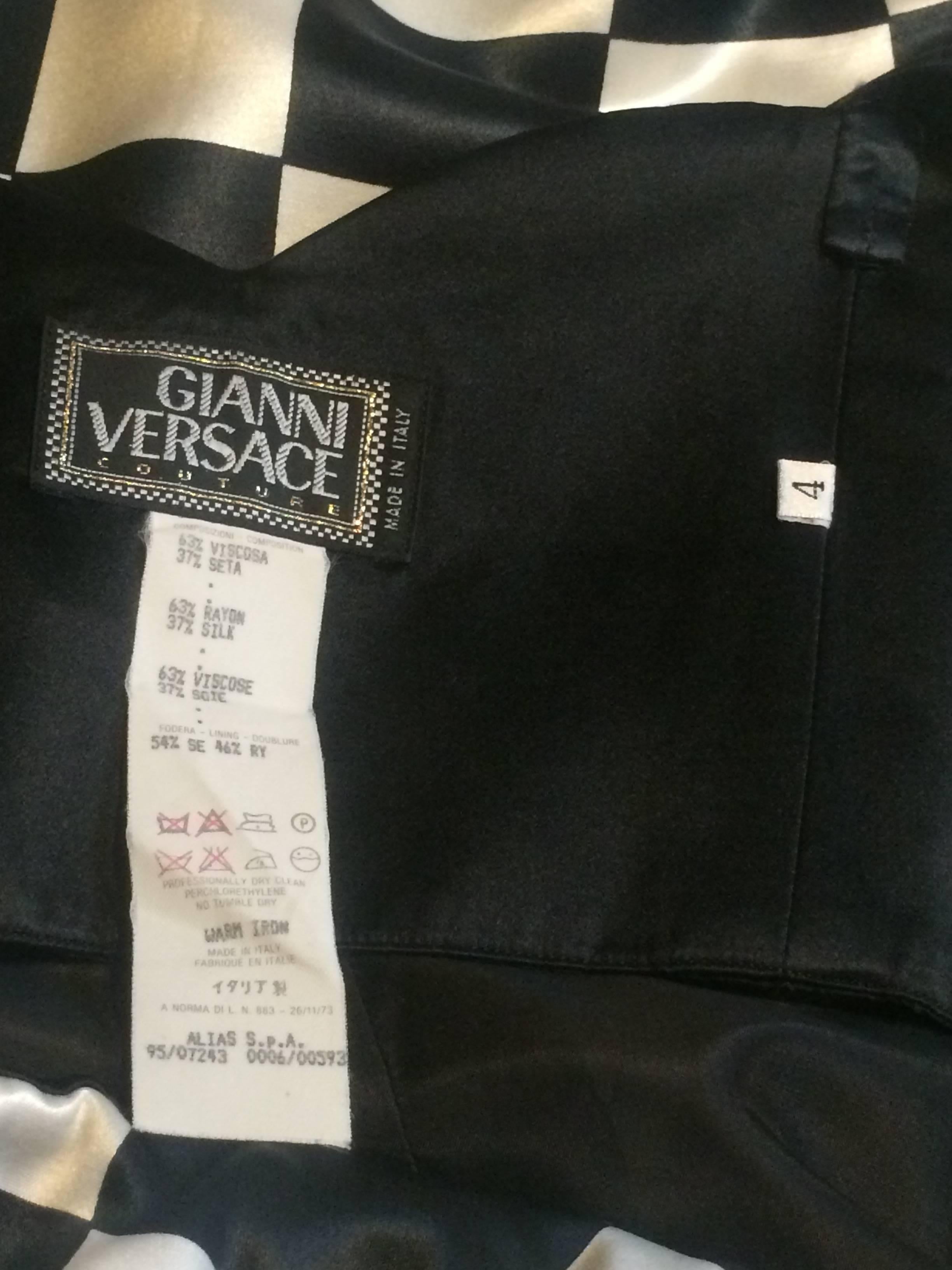 Gianni Versace Couture 1990s Black and White Checked Wiggle Dress In Good Condition In San Francisco, CA