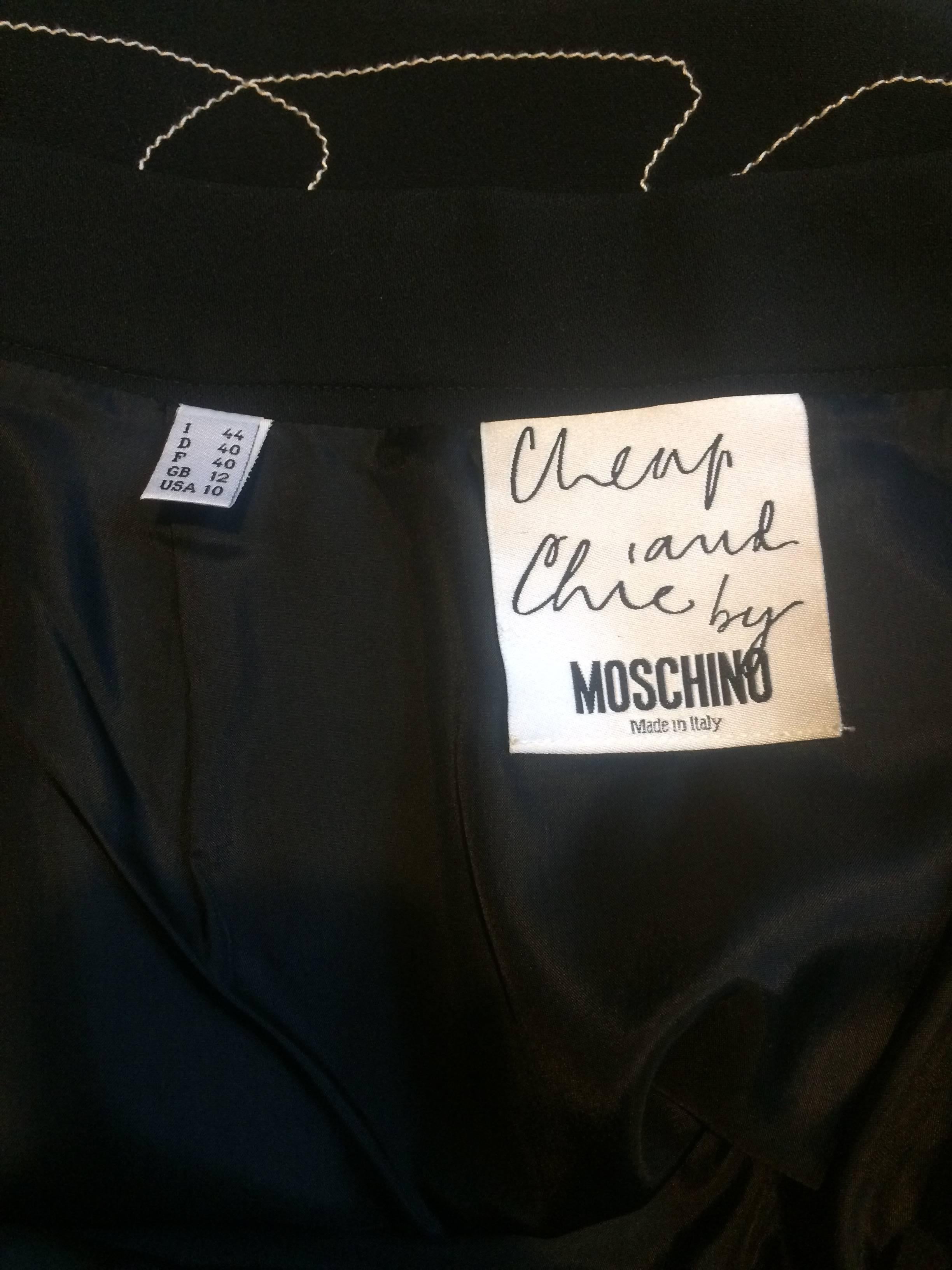 Moschino Cheap & Chic 1990s Black Stitched Heart Skirt In Excellent Condition In San Francisco, CA