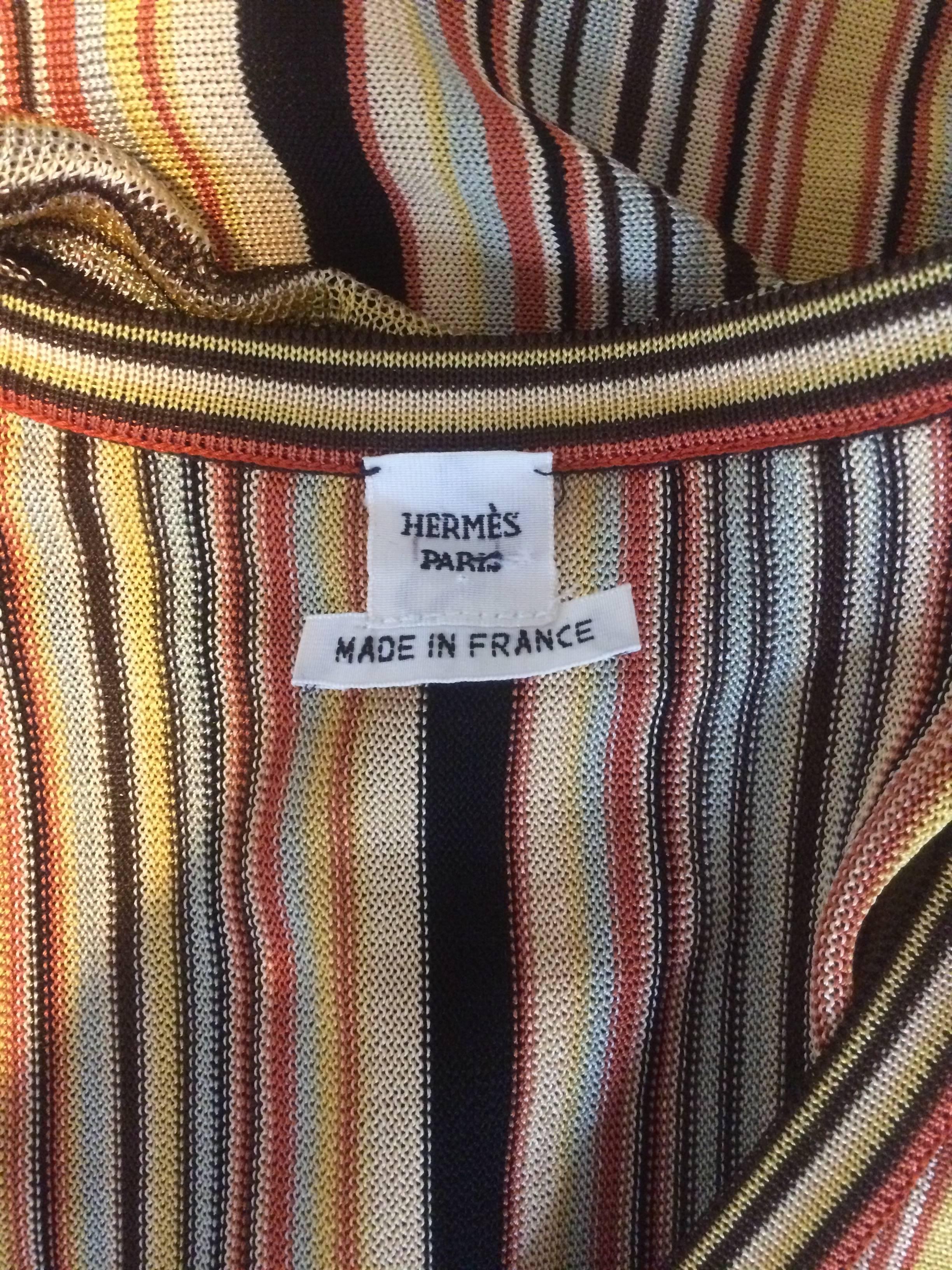 Hermes Paris Golden Yellow & Orange Sleeveless Striped Scarf Sweater  In Good Condition In San Francisco, CA