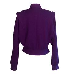 Adolph Schuman for Lilli Ann 1970s Purple Crepe Short Blouson Bomber Jacket
