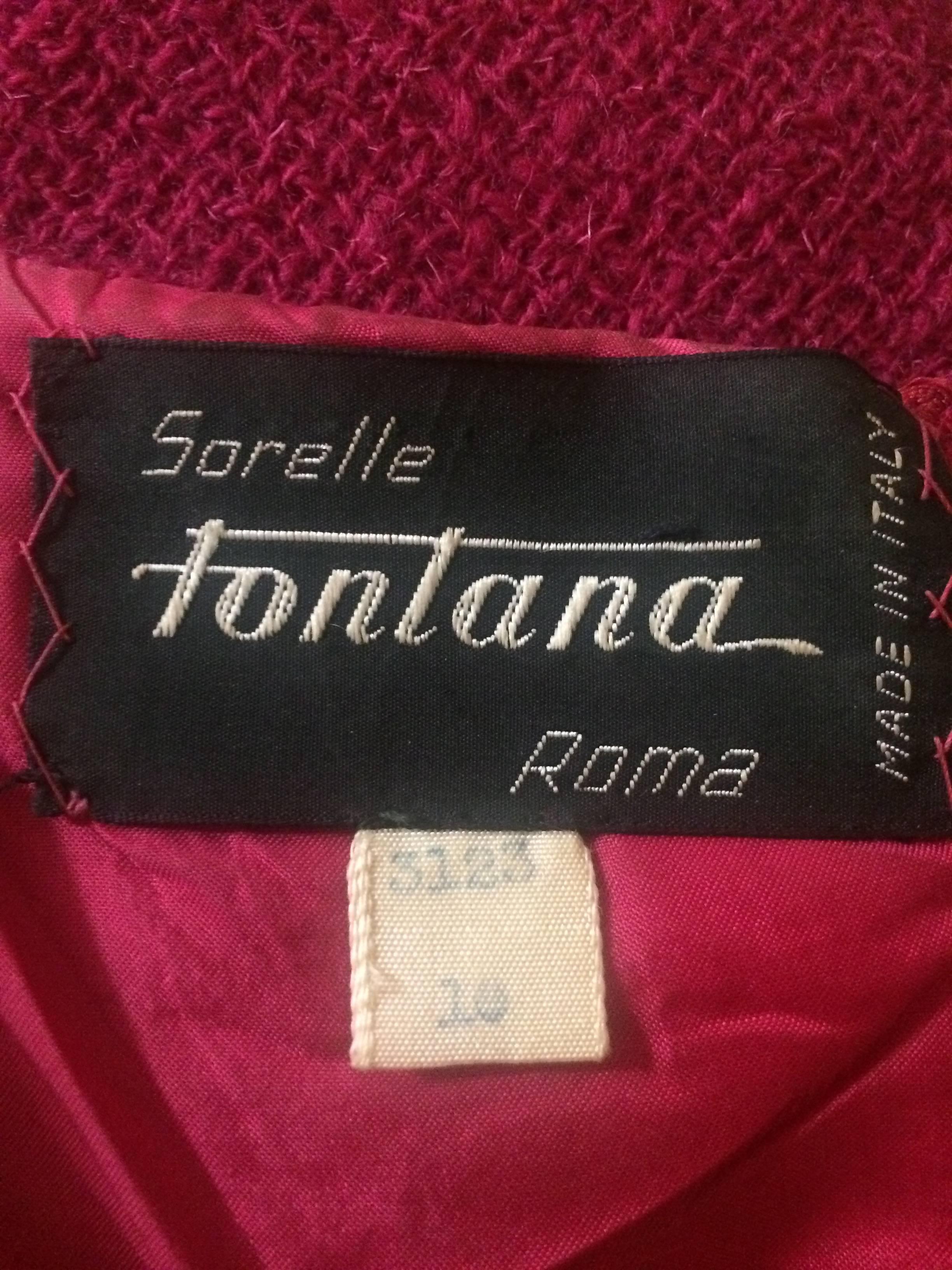 Sorelle Fontana 1960s Raspberry Red Beaded Shift with Attached Vest In Good Condition In San Francisco, CA