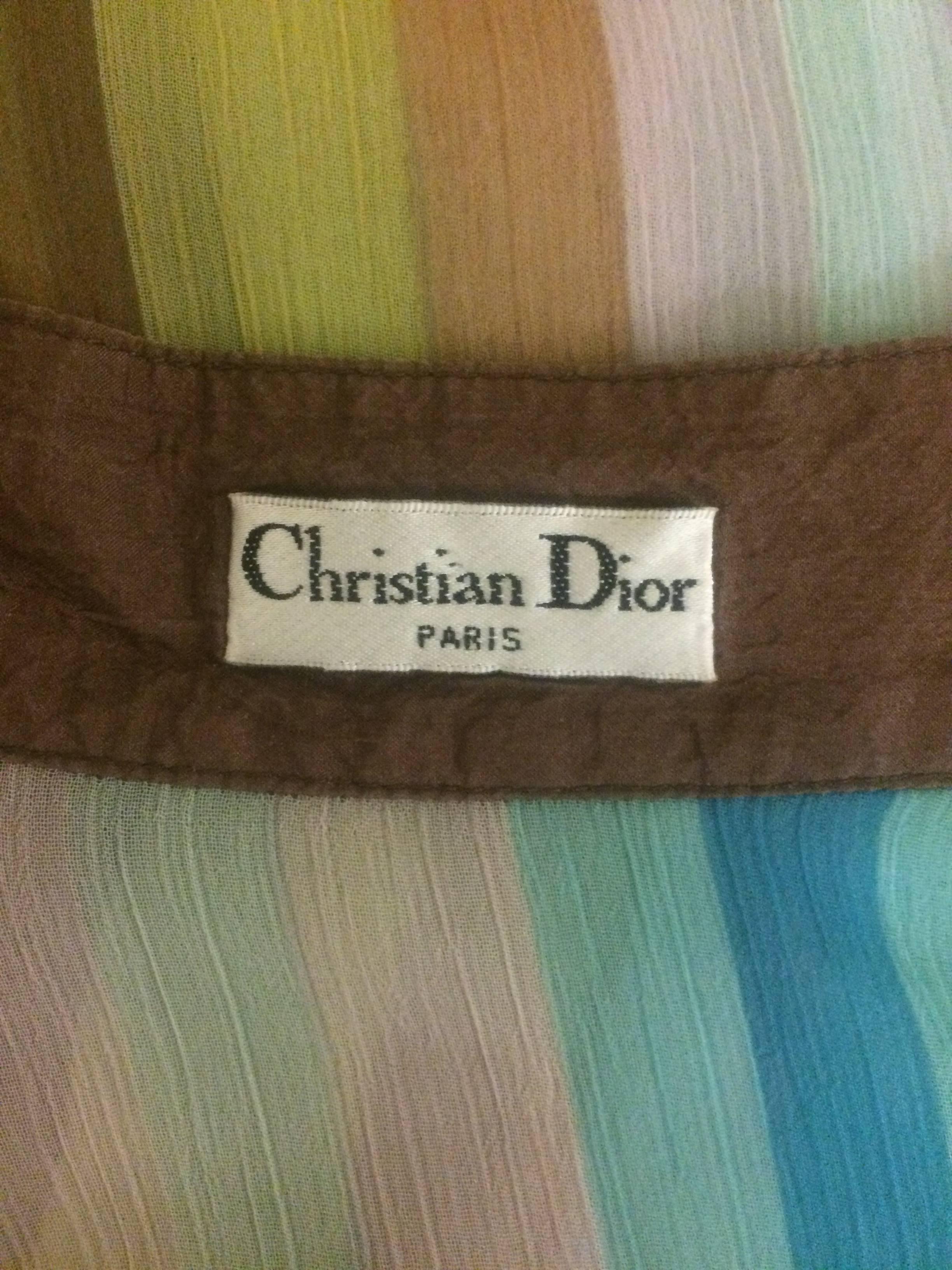 Brown Christian Dior Vintage Semi-Sheer Striped Blouse 