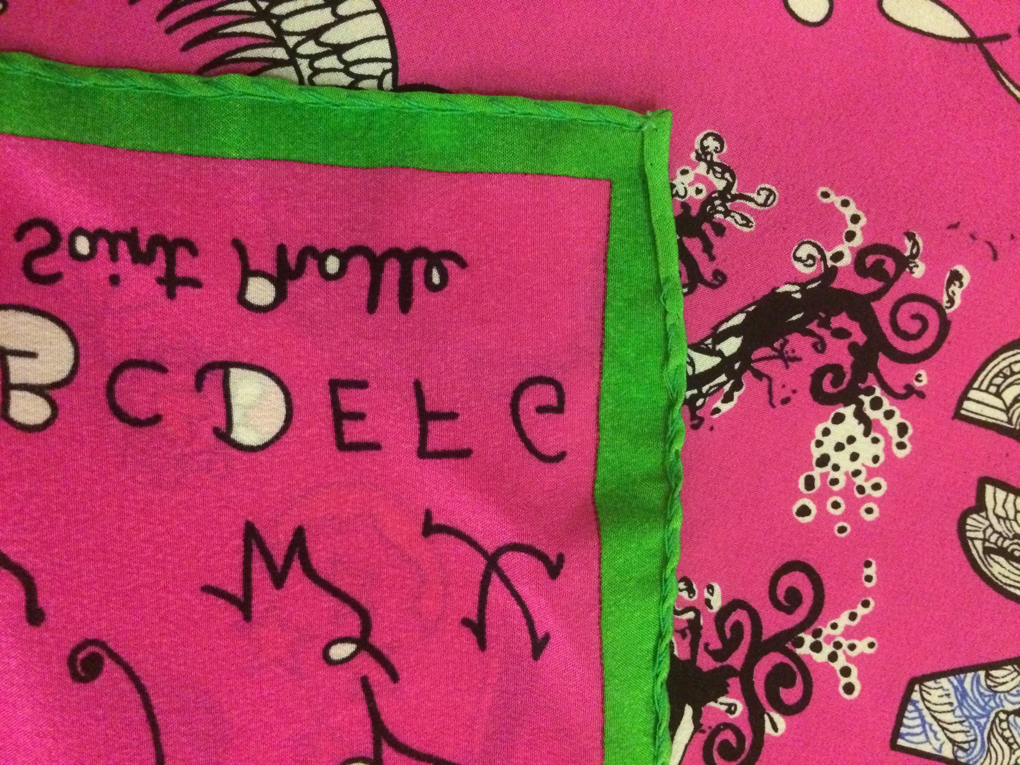 Pink Niki de Saint Phalle Wacky Alphabet Handkerchief, Pocket Square, or Mini Scarf