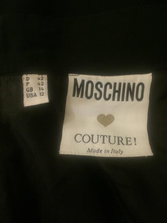 Moschino Couture! 1990s Black Cartoon Couture Gold Embroidered Pencil ...