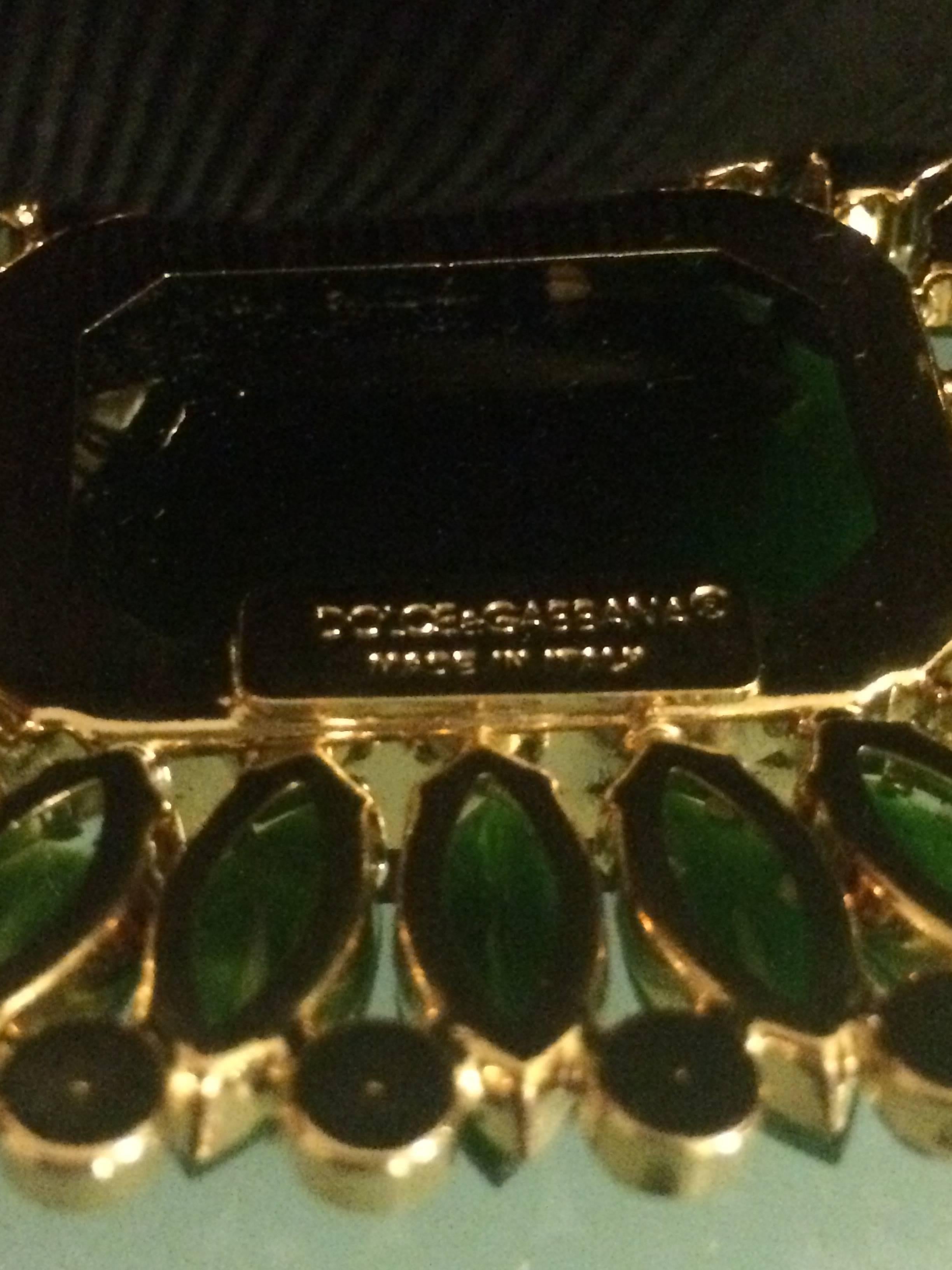 Dolce & Gabbana Wide Black Grosgrain Waist Belt Crystal Brooch Embellishment In Excellent Condition In San Francisco, CA