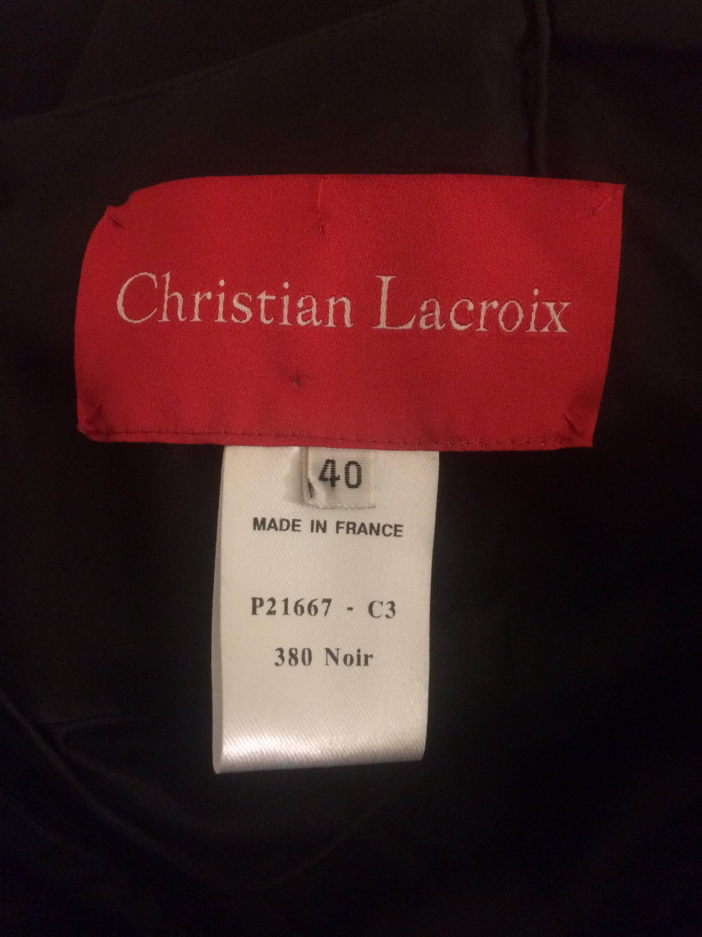 Christian Lacroix Black Draped Bubble Cocktail Dress with Silver Sequin Trim In Excellent Condition In San Francisco, CA