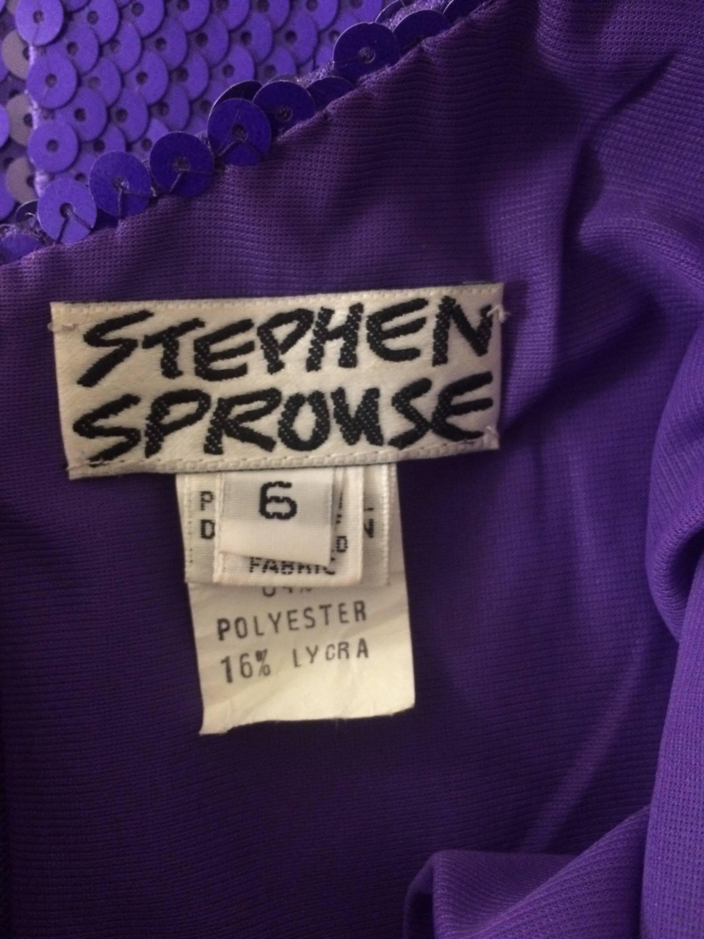 Stephen Sprouse Vintage 1980s Purple Sequin Bodycon Wiggle Dress In Good Condition In San Francisco, CA