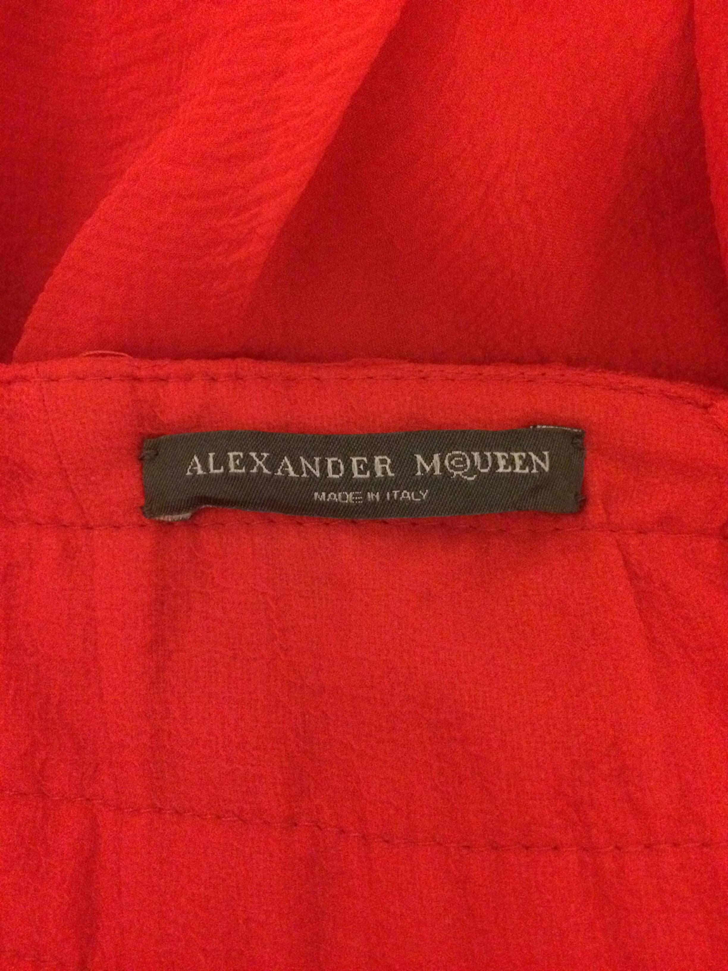 Alexander McQueen Flowing Red Strap Skirt from Spring 2002 Irere Collection In Good Condition In San Francisco, CA