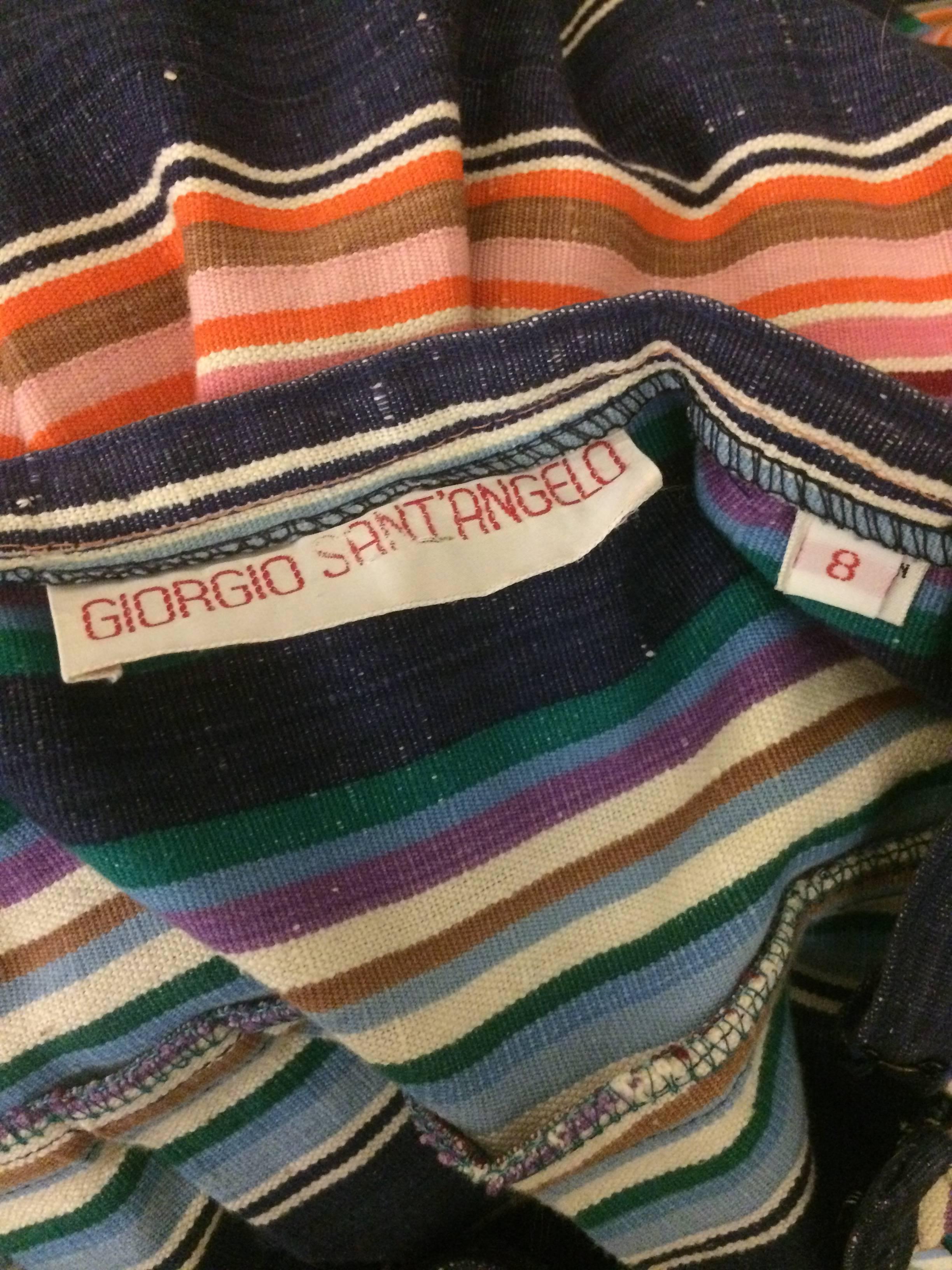 Black Giorgio Sant'Angelo Sarape Stripe Multicolor Full Skirt, 1980s  For Sale