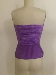 Mary McFadden Saks Fifth Avenue Purple Peplum Strapless Pleated Top, 1990s