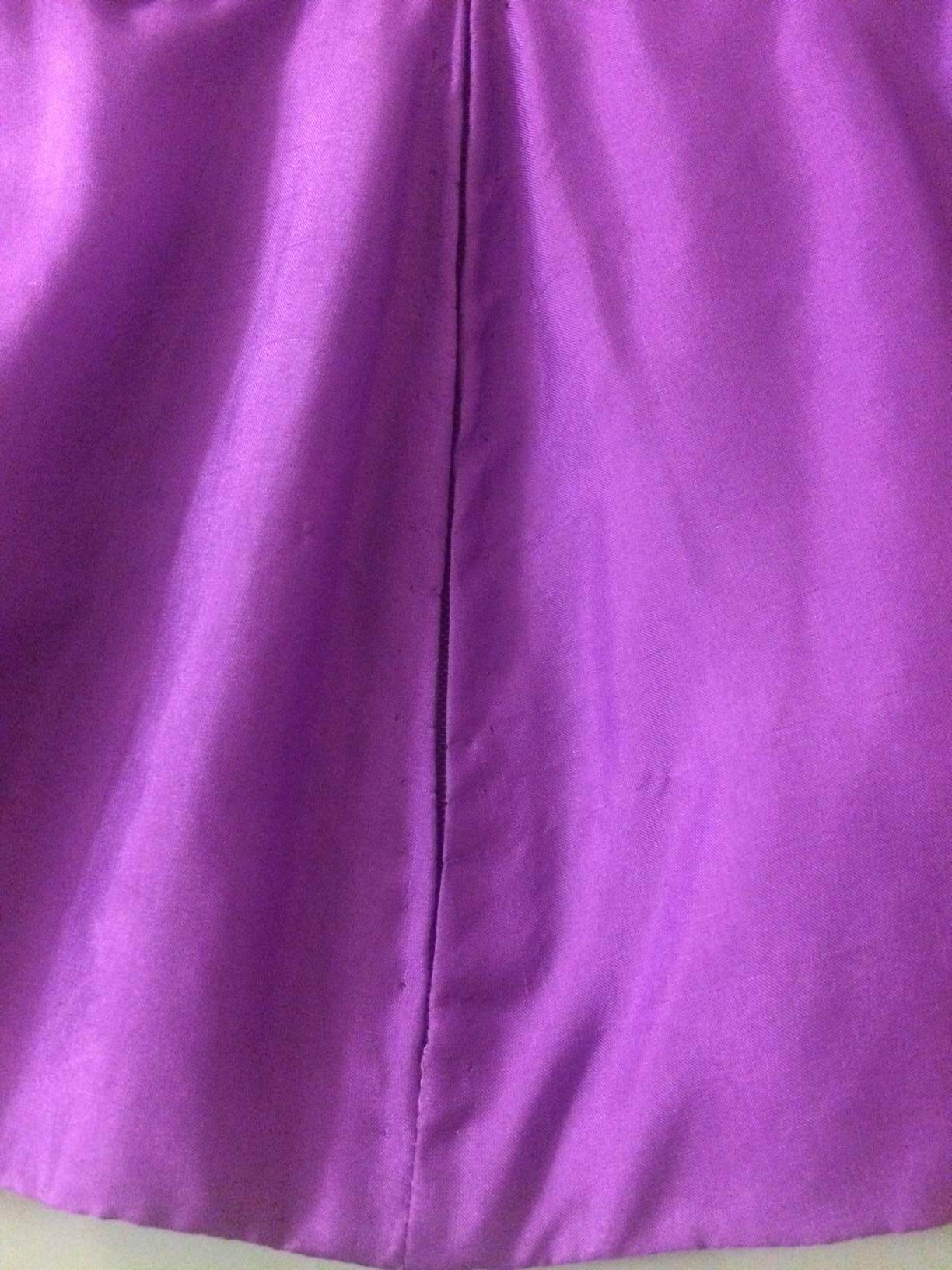 Women's Mary McFadden Saks Fifth Avenue Purple Peplum Strapless Pleated Top, 1990s For Sale