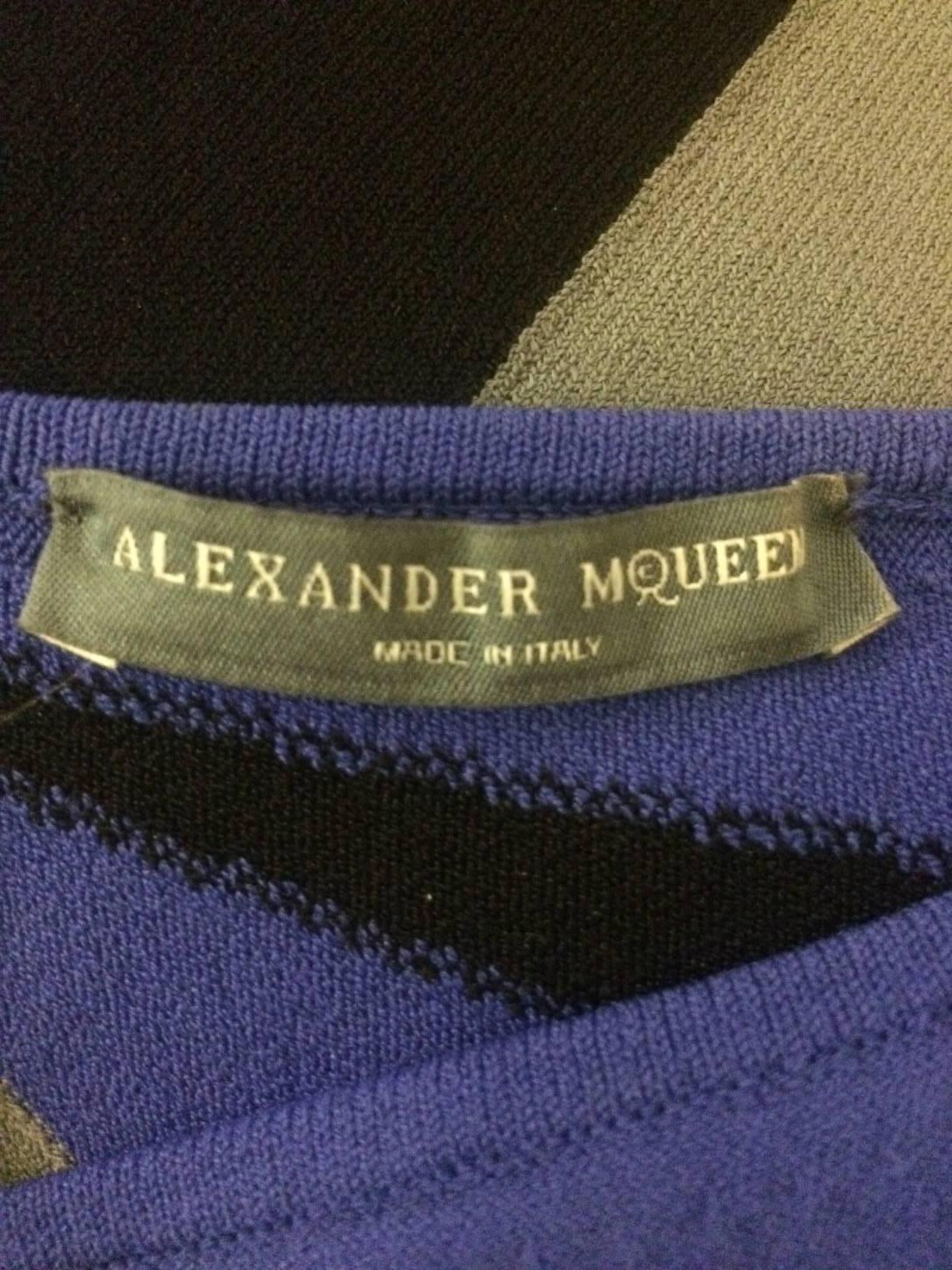 Purple Alexander McQueen Resort 2010 Blue Grey Black Starburst Swirl Bodycon Knit Dress