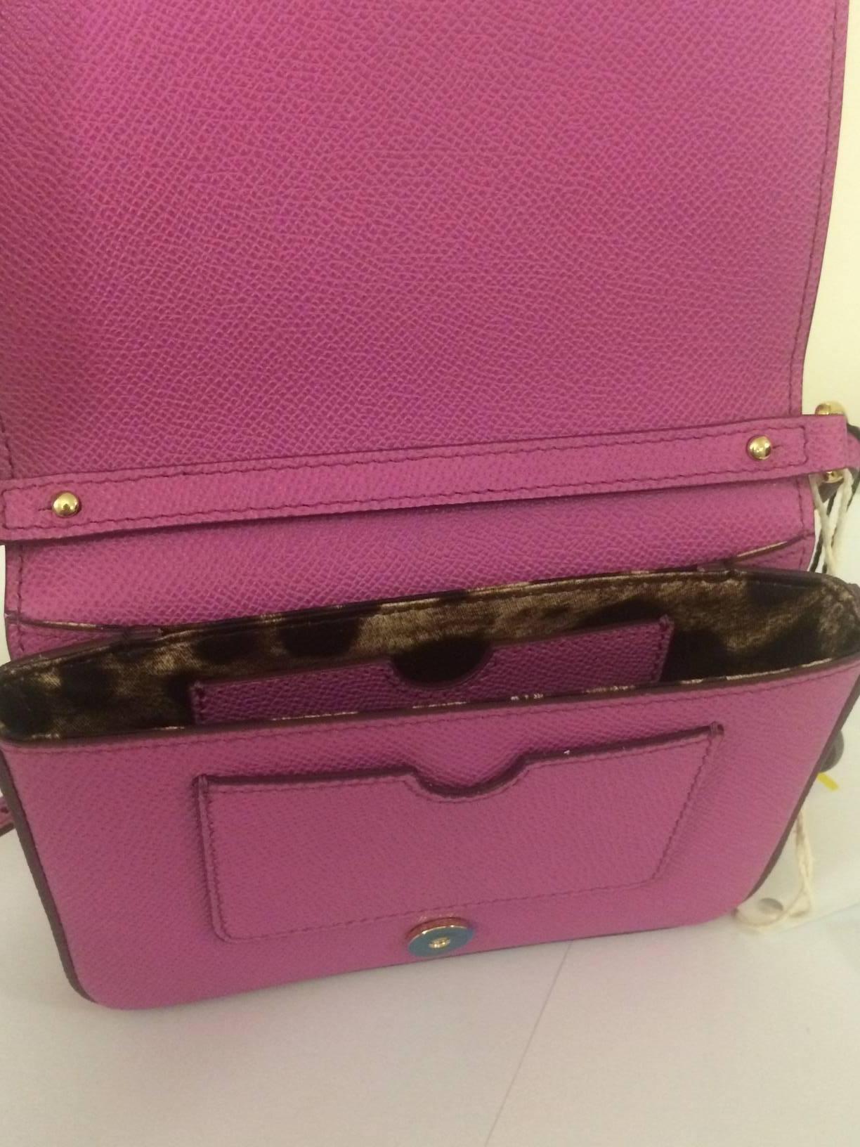 Dolce & Gabbana New with Tags Purple Pink Leather Cross Body Purse Bag  In New Condition In San Francisco, CA