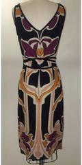 New 2014 Gucci Art Nouveau Erte Floral Print Black and Multi Silk Shift Dress