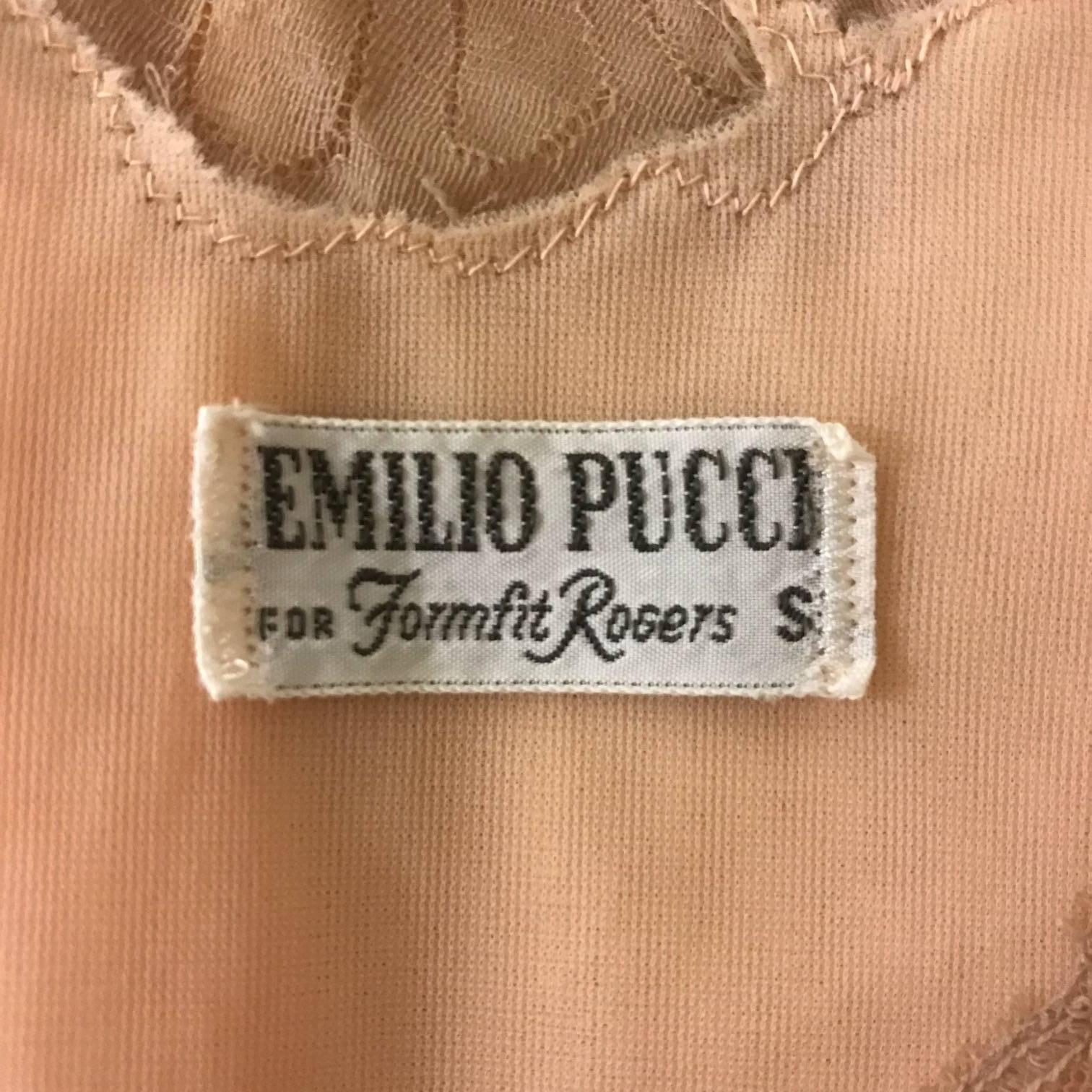 Emilio Pucci für Formfit Rogers Vintage Pfirsich-Beigefarbenes Chemise Slip-Nachtkleid, 1960 im Angebot 1