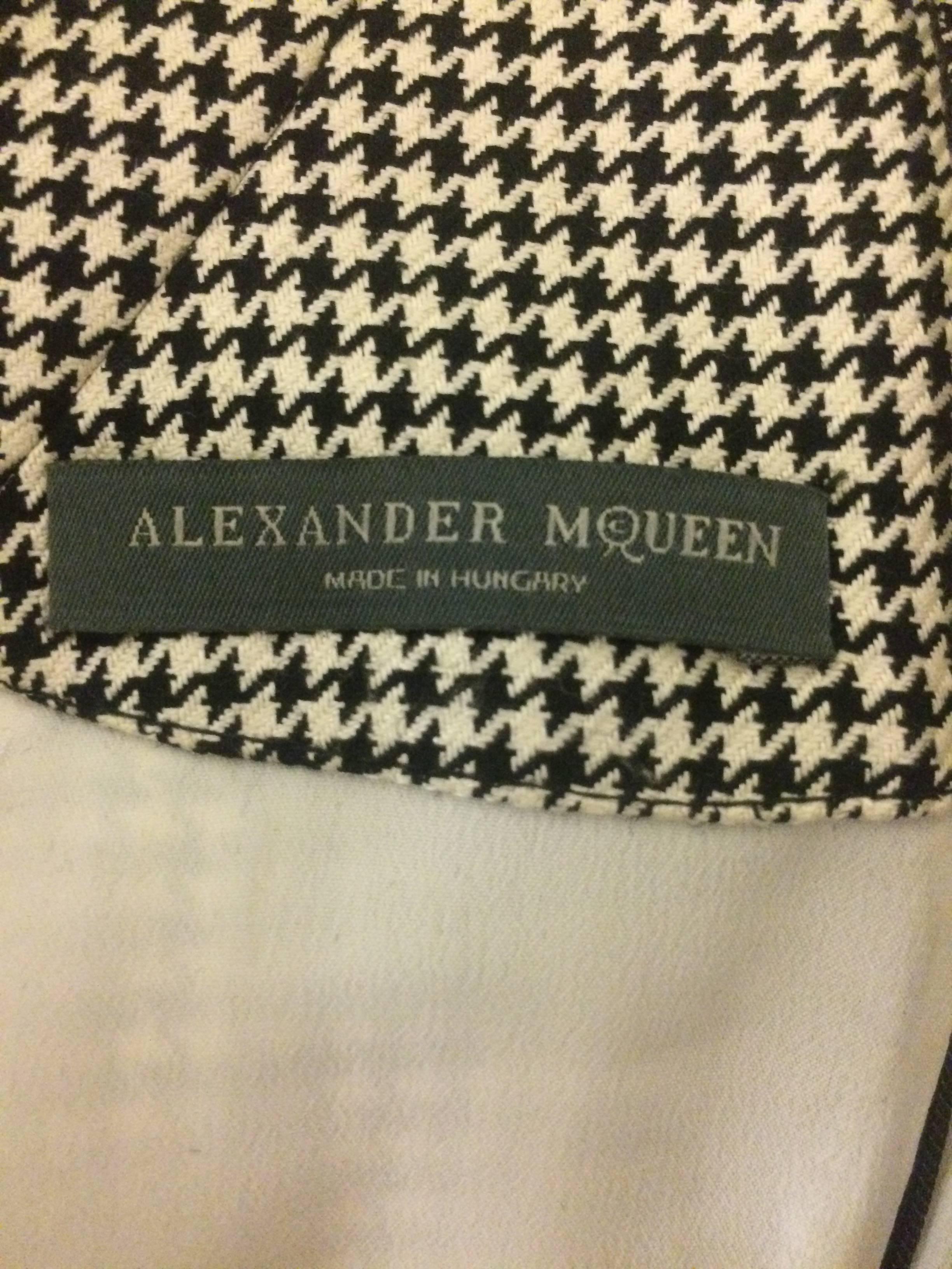 Gray Alexander McQueen Black and White Houndstooth Sculptural Shoulder Bolero Dress For Sale