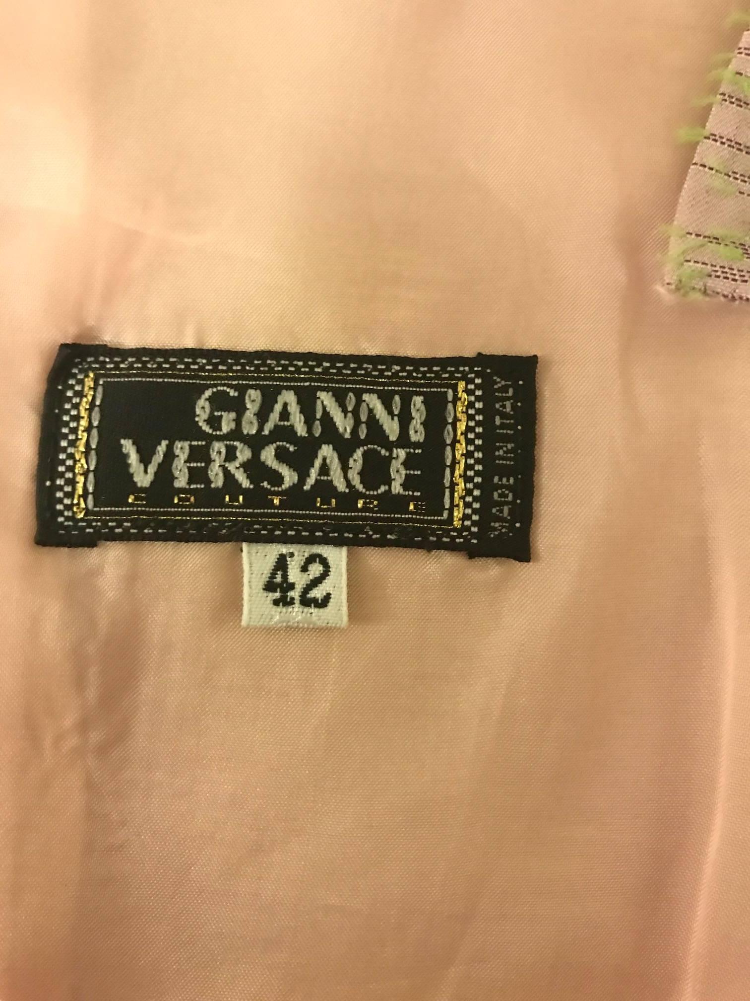 Gianni Versace Couture Vintage Lavender Purple and Green Wave Dress, 1990s  In Good Condition In San Francisco, CA