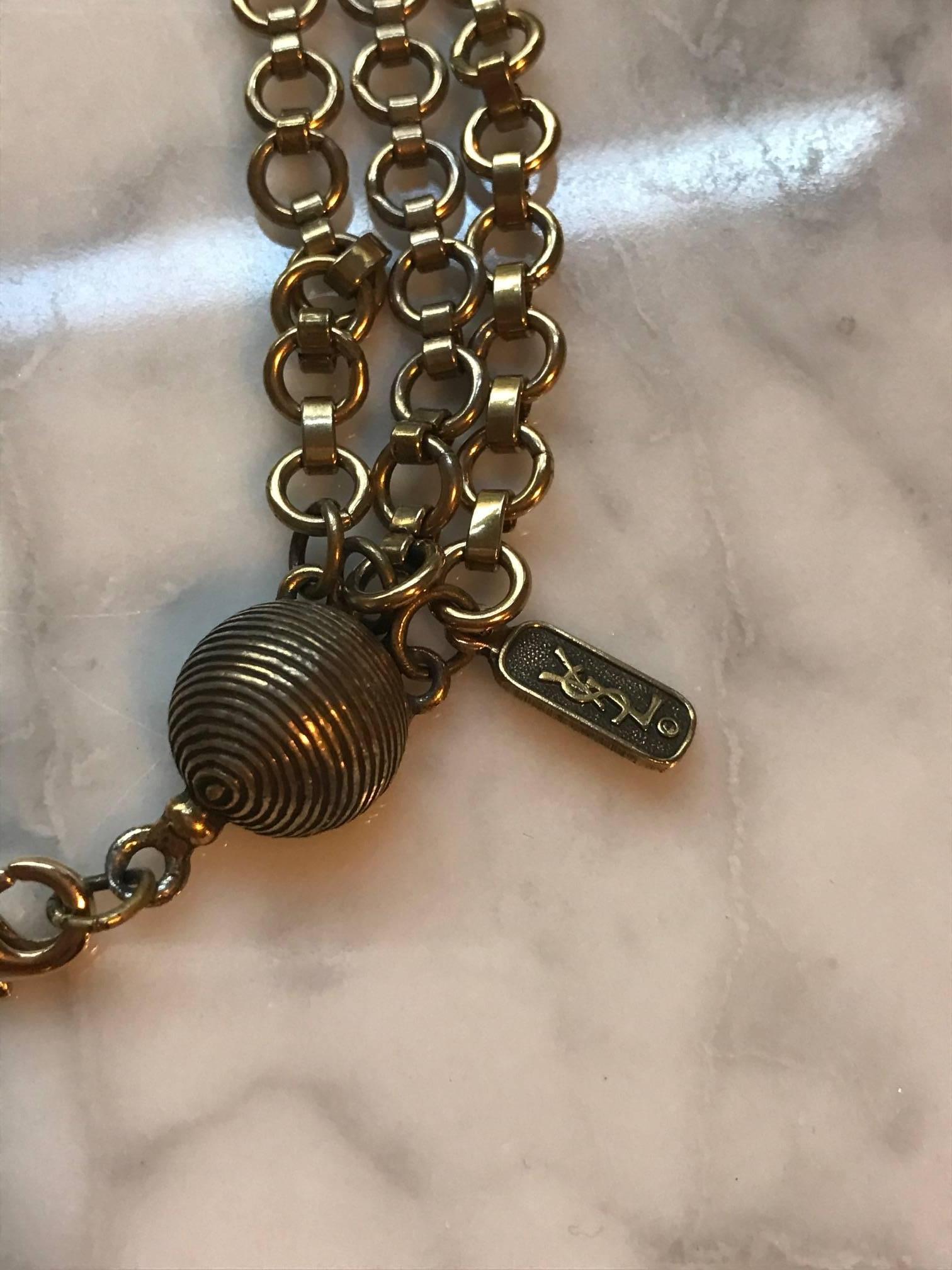 Yves Saint Laurent Vintage 1977 Gypsy Coin Medallion Charm Chain Necklace 1