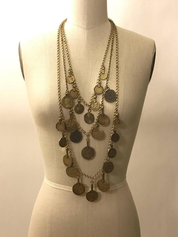 Yves Saint Laurent Vintage 1977 Gypsy Coin Medallion Charm Chain