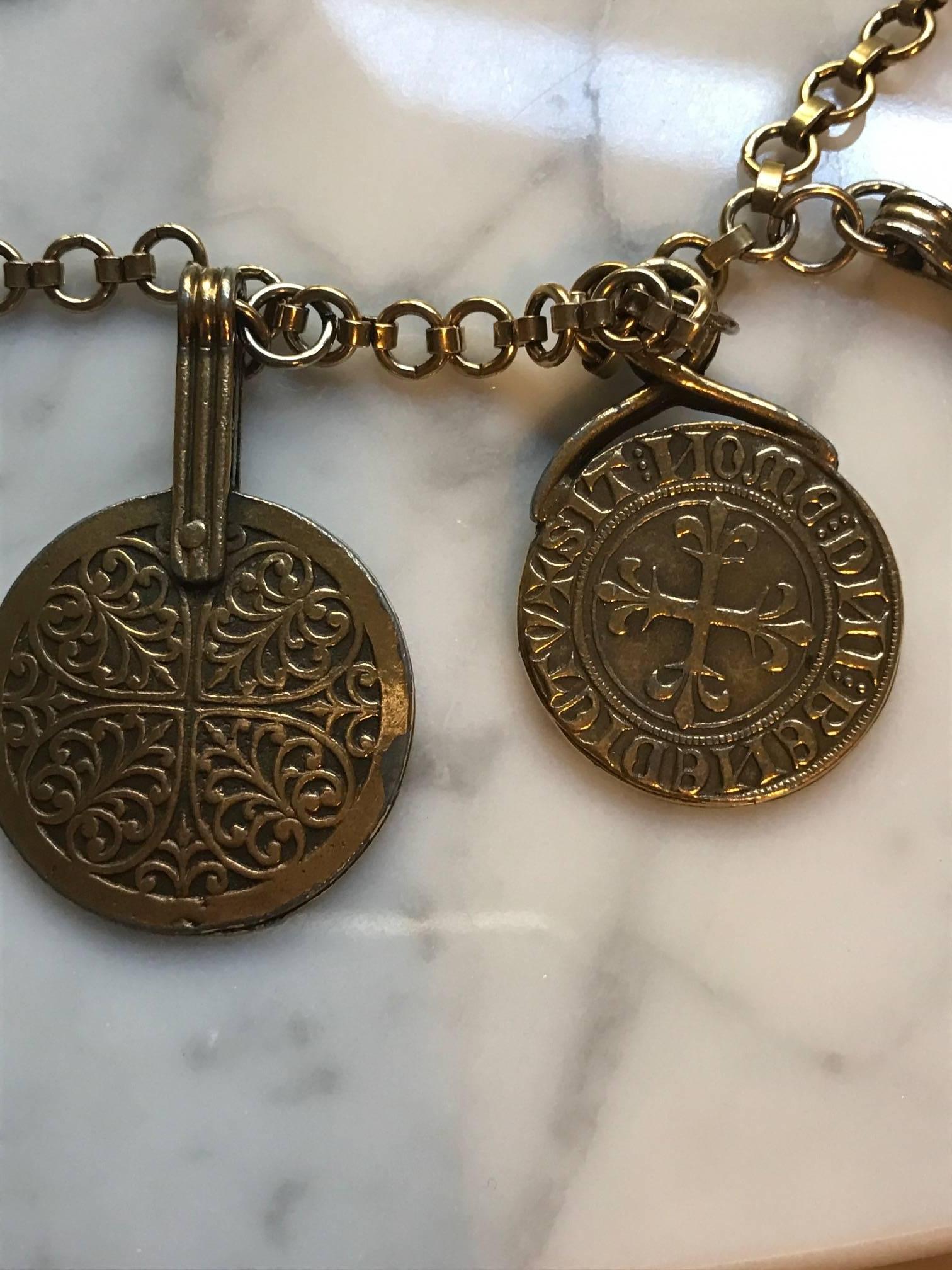 Yves Saint Laurent Vintage 1977 Gypsy Coin Medallion Charm Chain Necklace 4