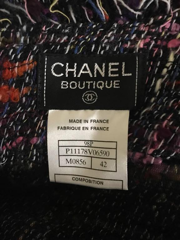 New 1998 Chanel Boutique Black Multi Tweed Long Maxi Skirt Wrap Style ...