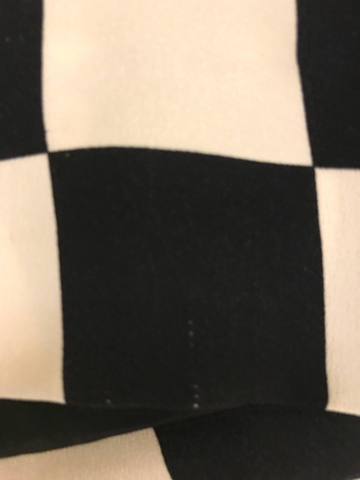 Gianni Versace Couture 1990s Black and White Check Silk Pencil Skirt  1