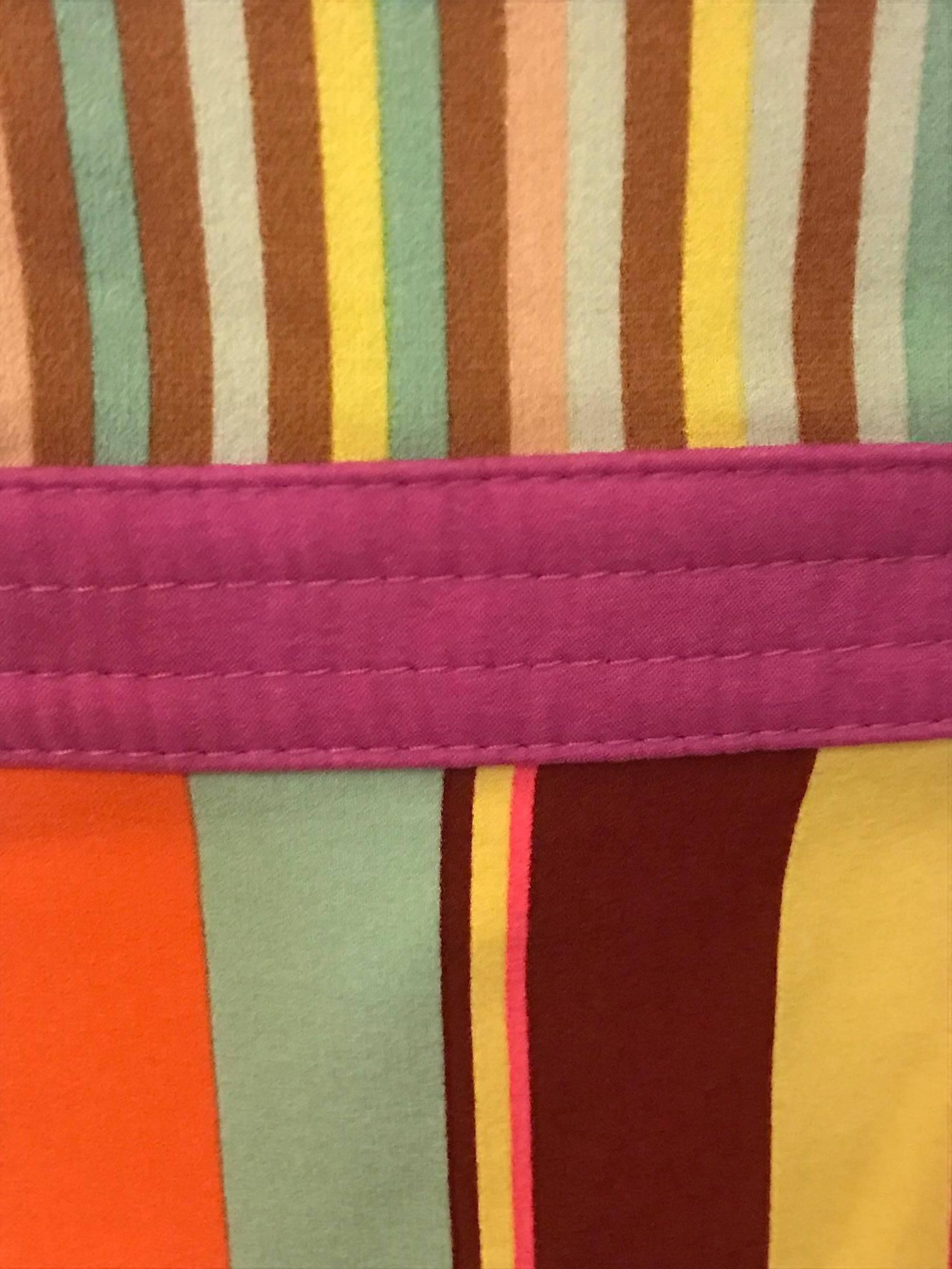 Brown Gianni Versace Couture 1990s Multicolor Striped Silk Halter Tank Top