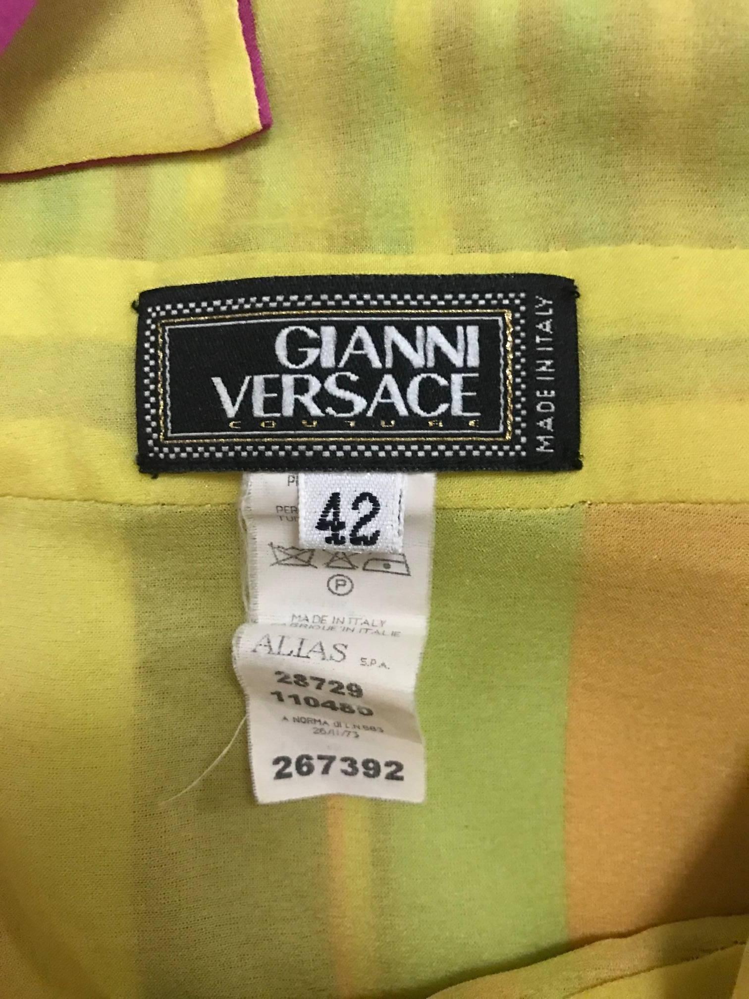 Gianni Versace Couture 1990s Multicolor Striped Silk Halter Tank Top  In Excellent Condition In San Francisco, CA