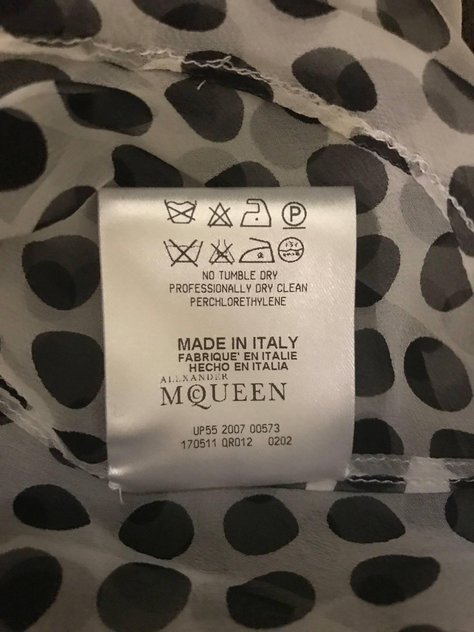 Alexander McQueen 2007 Bow Neck and Sleeve Black and White Silk Polka Dot Blouse 1