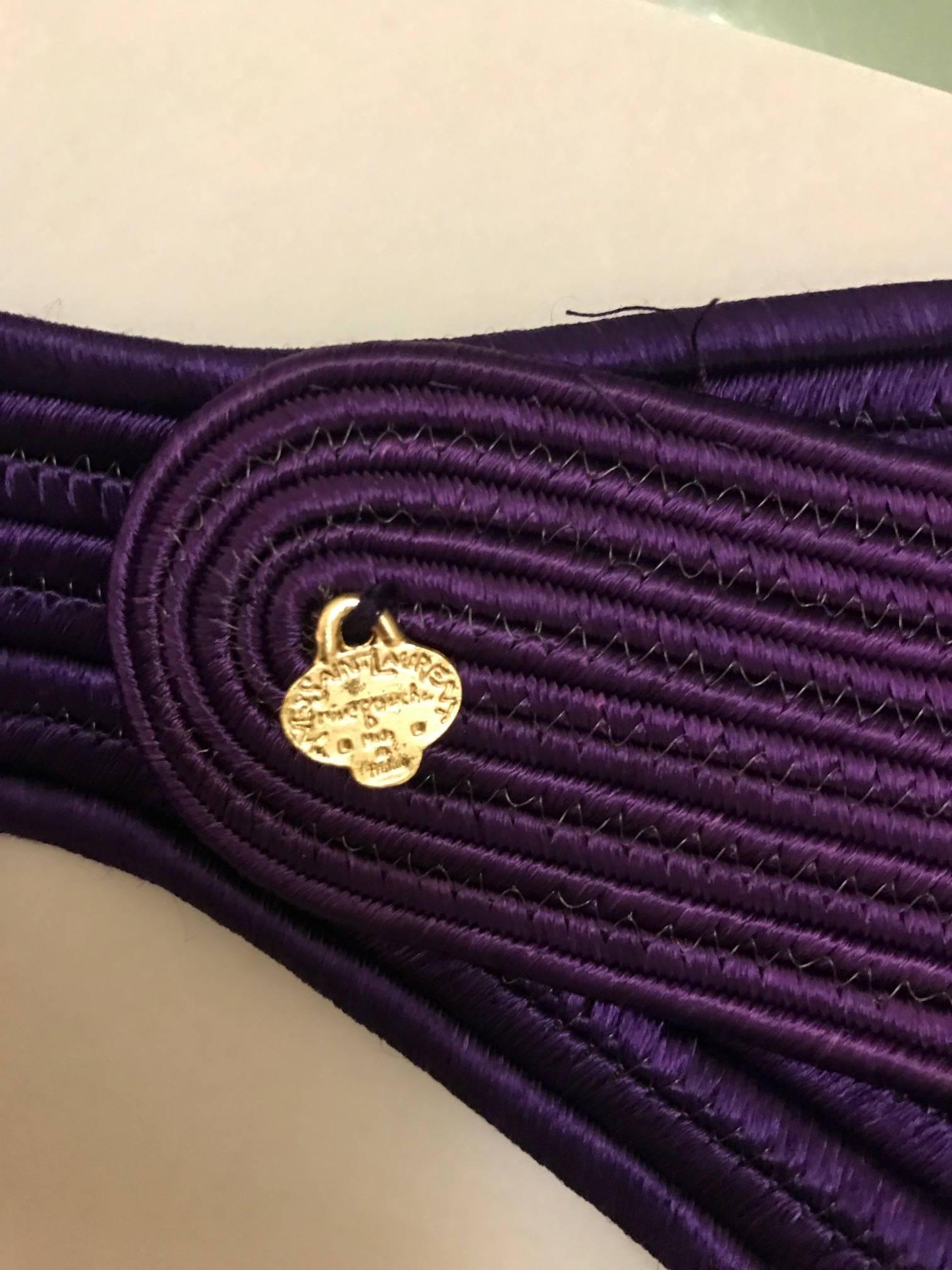 Yves Saint Laurent Vintage Rive Gauche Purple and Multi Tassel Wide Waist Belt In Excellent Condition In San Francisco, CA