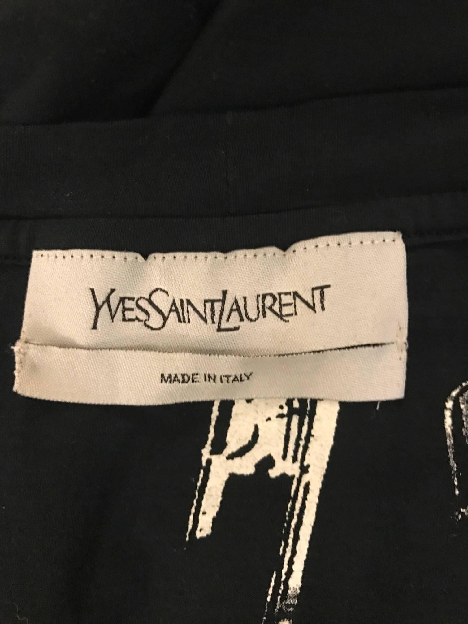 Yves Saint Laurent Black and White Safety Pin Screenprint YSL logo T-shirt  In Excellent Condition In San Francisco, CA