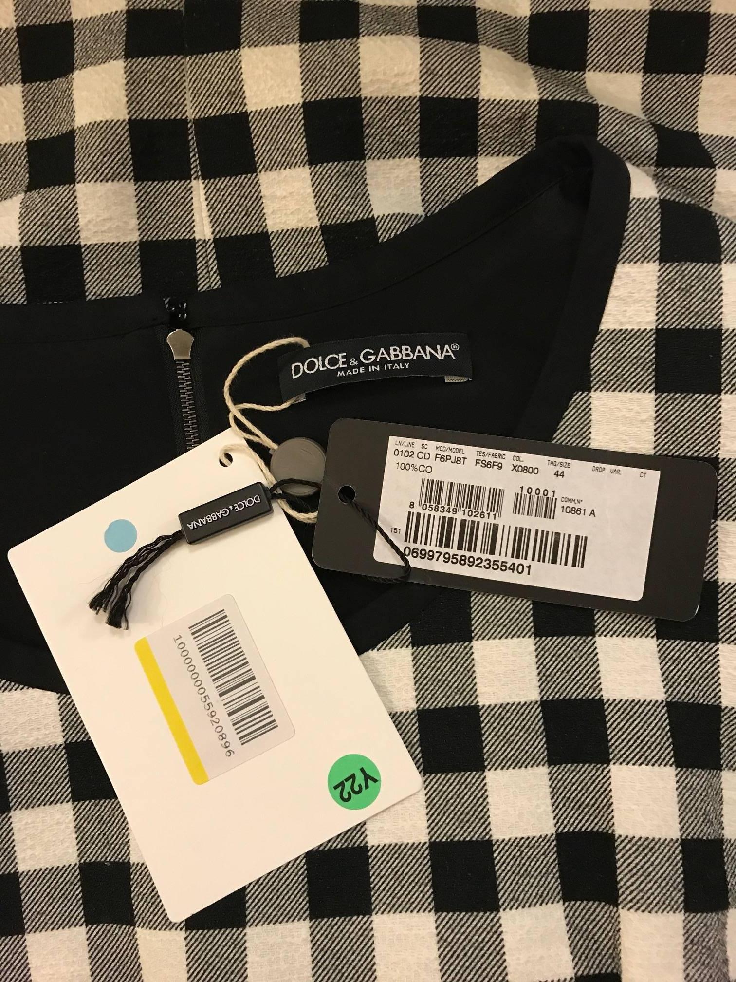 Dolce & Gabbana New with Tags Black and White Check Sleeveless Pencil Dress  In New Condition In San Francisco, CA